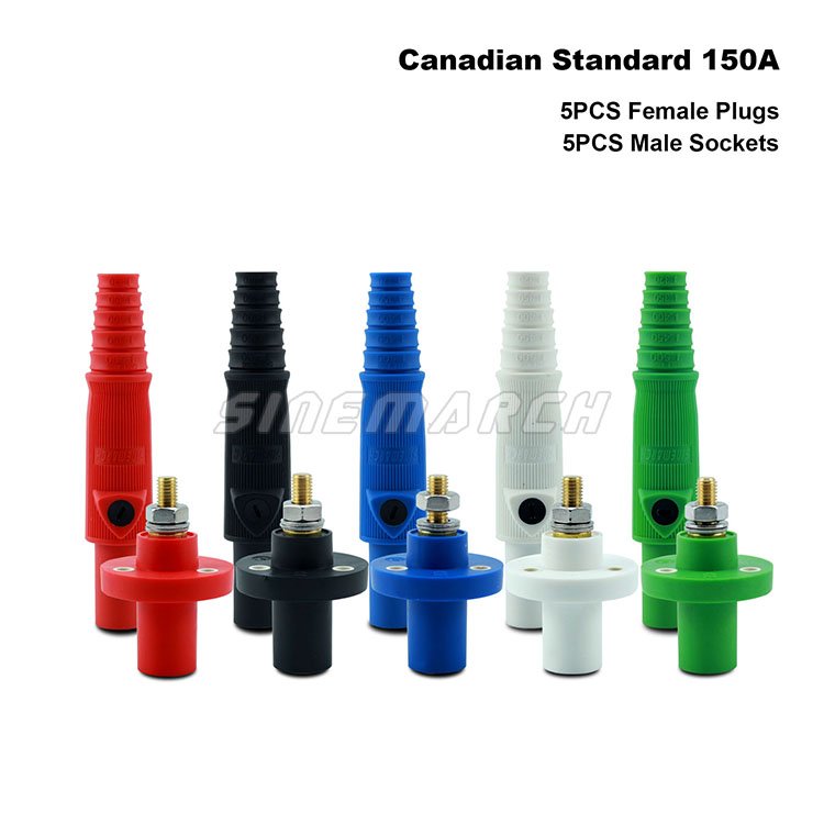 10PCS R-LOK 150A Female Plug Male Socket Set American/Canadian/Korean/Indian Standard 1 Pole Power Connector Double Cam Design