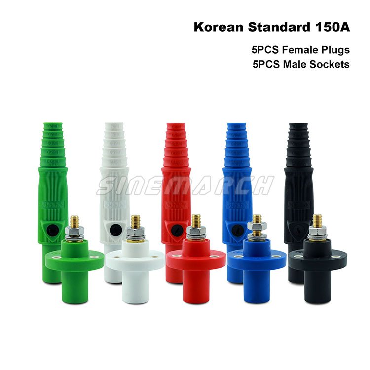 10PCS R-LOK 150A Female Plug Male Socket Set American/Canadian/Korean/Indian Standard 1 Pole Power Connector Double Cam Design