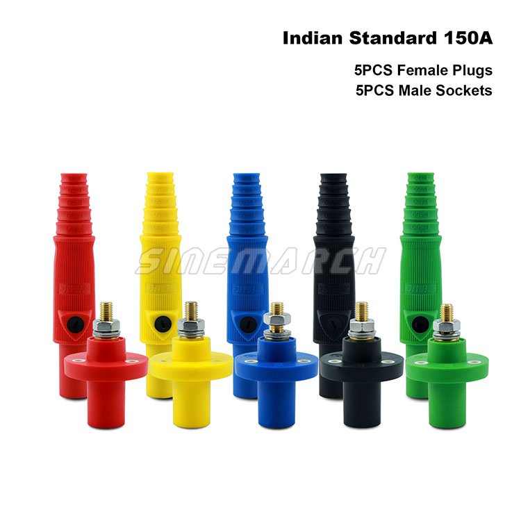 10PCS R-LOK 150A Female Plug Male Socket Set American/Canadian/Korean/Indian Standard 1 Pole Power Connector Double Cam Design