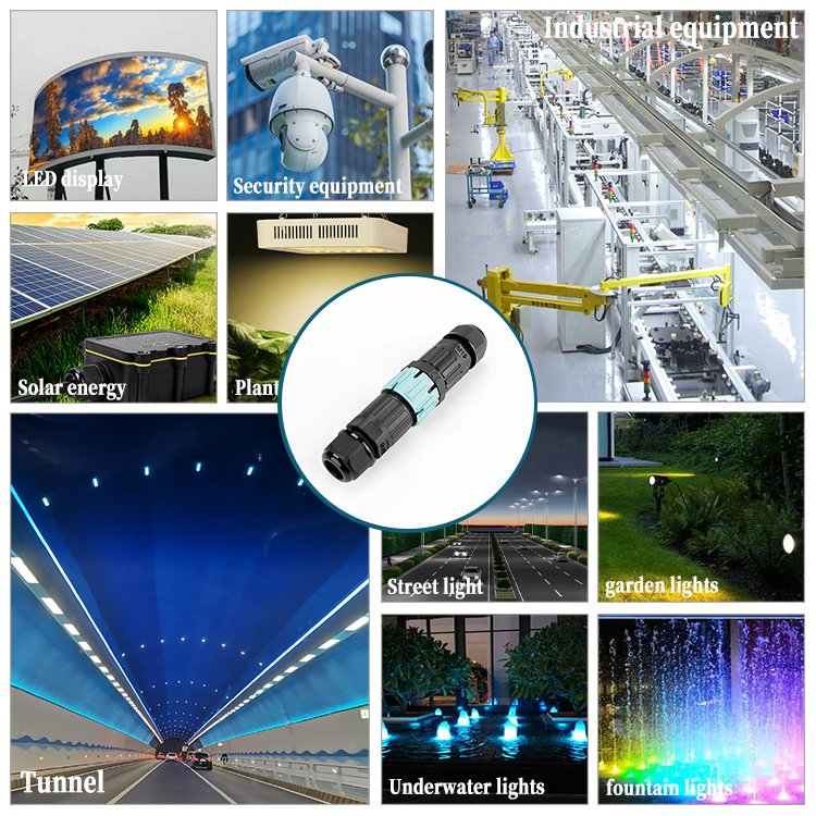 M19 Circular Welding Electrical Wire 2Pin 3 Pin Male And Female Cable Connector for Led Garden Light