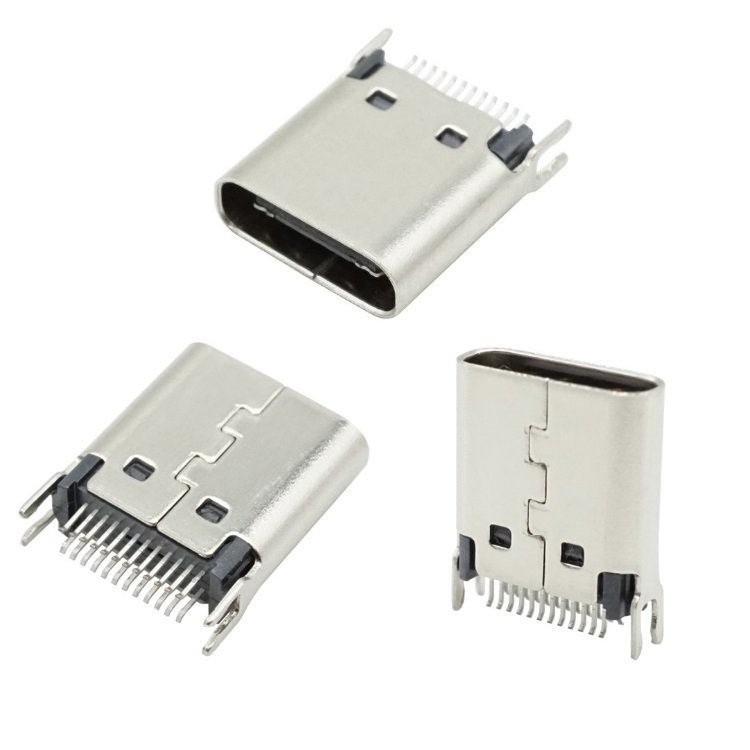 TYPE-C USB female vertical patch SMT 24P plug-in 180 degree USB3.1 connector