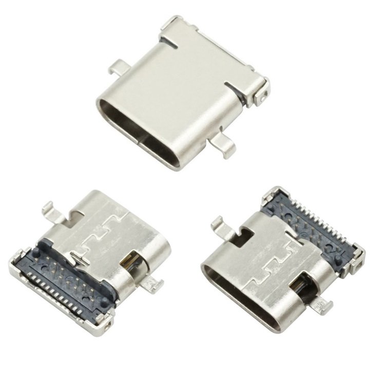 TYPE-C USB female vertical patch SMT 24P plug-in 180 degree USB3.1 connector