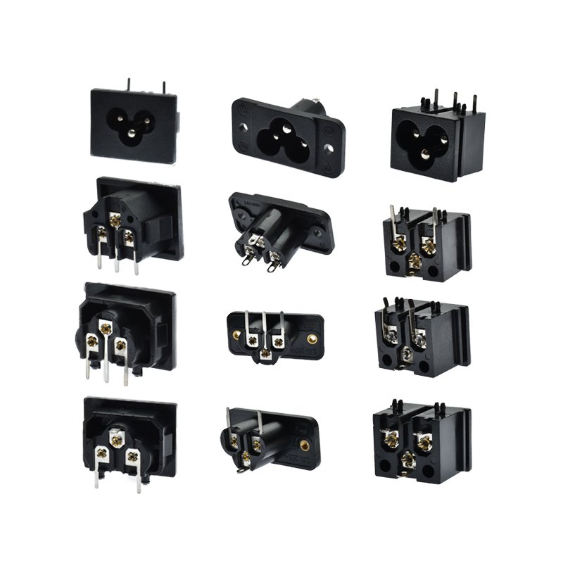 C6 Power Socket 2.5A 250V IEC Electric connector outlet Black round 3 pins male inlet