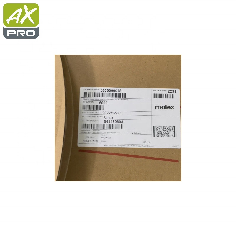 0039000048 Molex Connectors Interconnects Headers & Wire Housings MN-FT 22-28AWG Male Reel of 6000 Terminal for Power