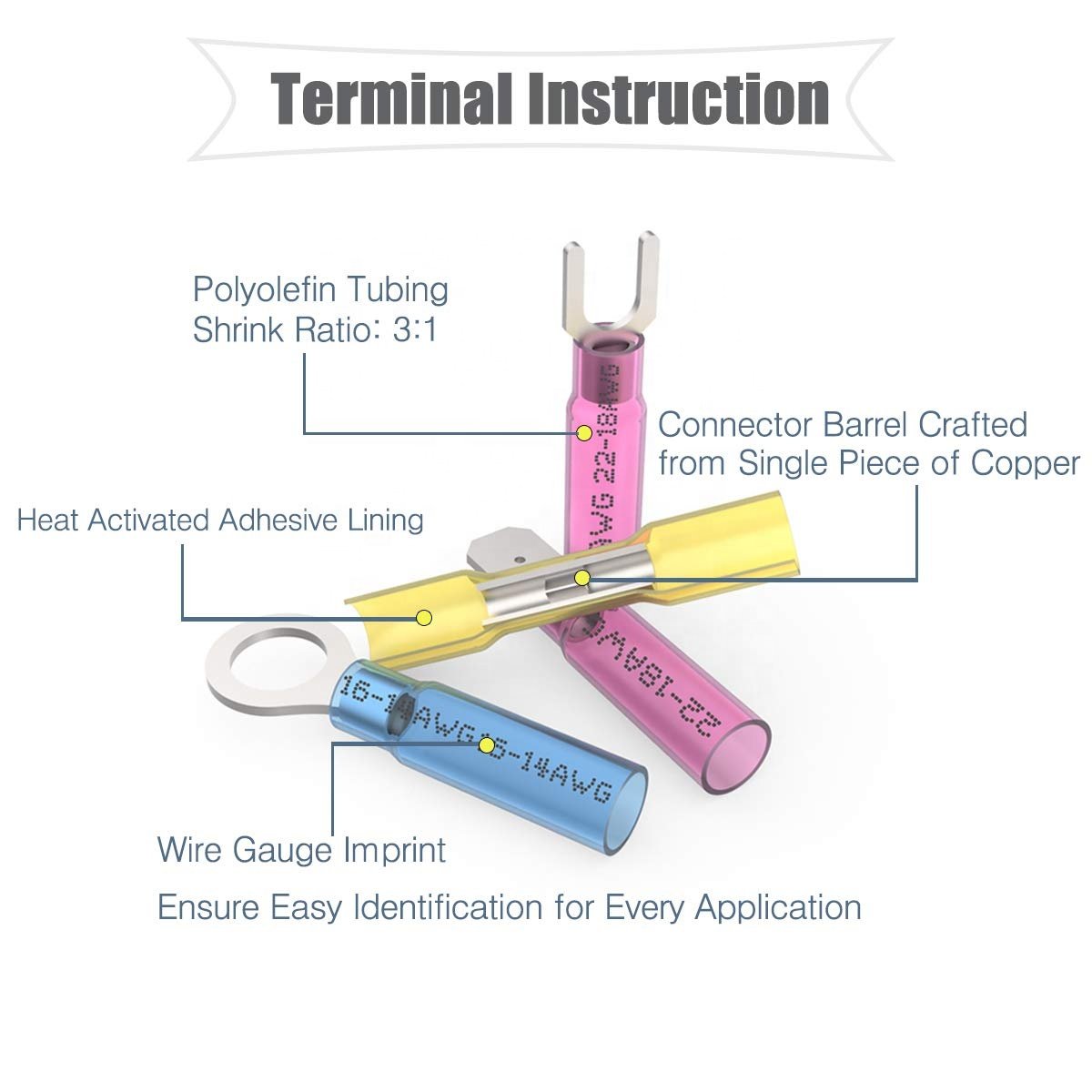 250PCS heat shrink terminal connector kit