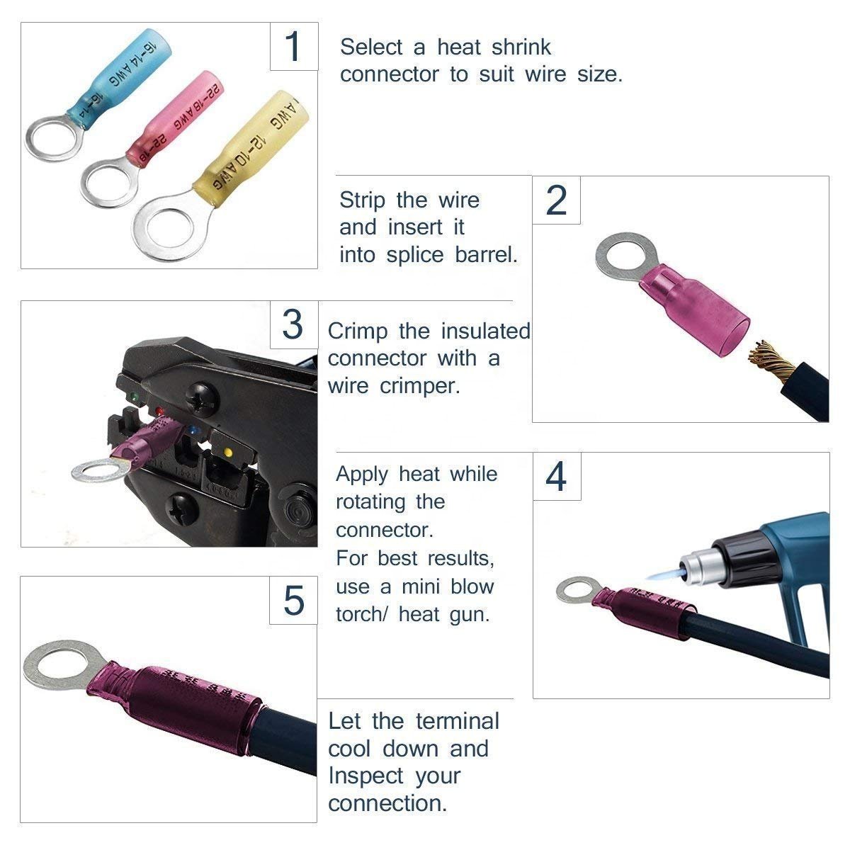 250PCS heat shrink terminal connector kit