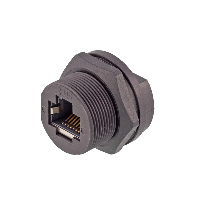 CAZN RJ45 Double Head Female Back Mount PCB Receptacle Waterproof Ethernet Connector