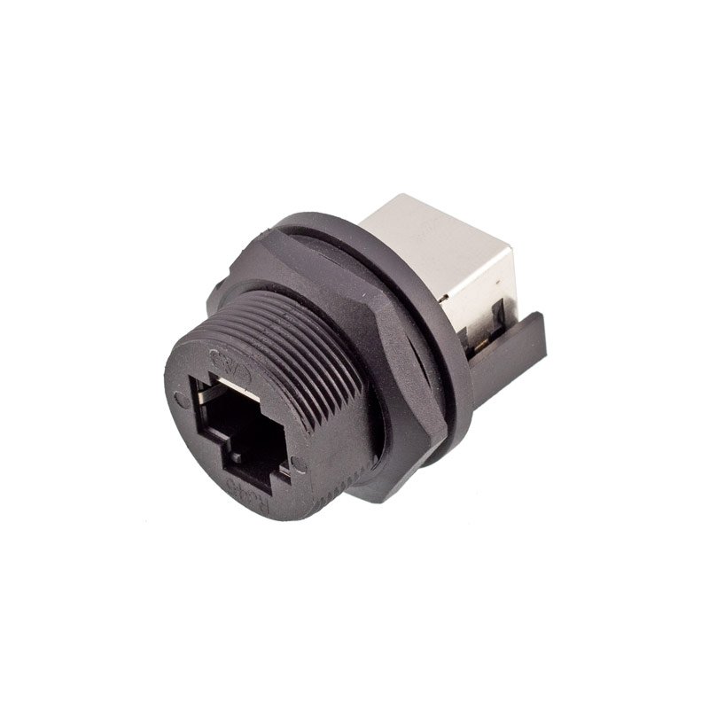 CAZN RJ45 Double Head Female Back Mount PCB Receptacle Waterproof Ethernet Connector