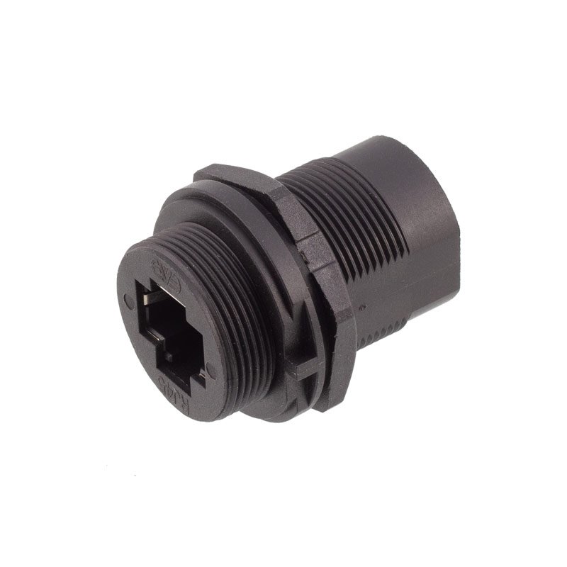 CAZN RJ45 Double Head Female Back Mount PCB Receptacle Waterproof Ethernet Connector