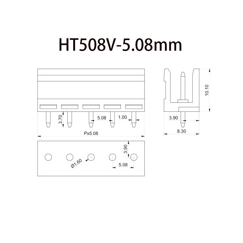 Factory price HT508V-5.08 Pluggable PCB terminal 5.08mm terminal with plug-in connector