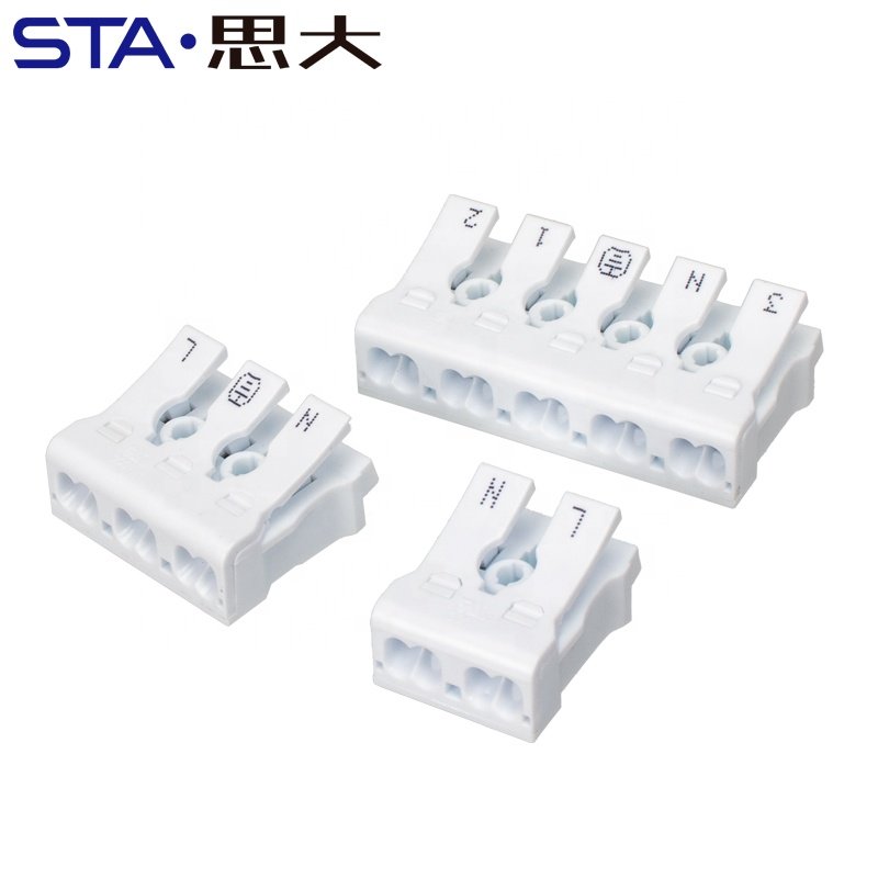 Fast self-locking single or double push button wire electrical connector 2 3 4 5 pin 2 in 2 out LED lighting terminal block 925