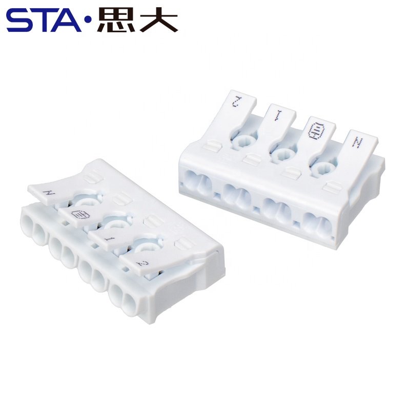 Fast self-locking single or double push button wire electrical connector 2 3 4 5 pin 2 in 2 out LED lighting terminal block 925