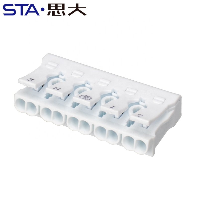 Fast self-locking single or double push button wire electrical connector 2 3 4 5 pin 2 in 2 out LED lighting terminal block 925