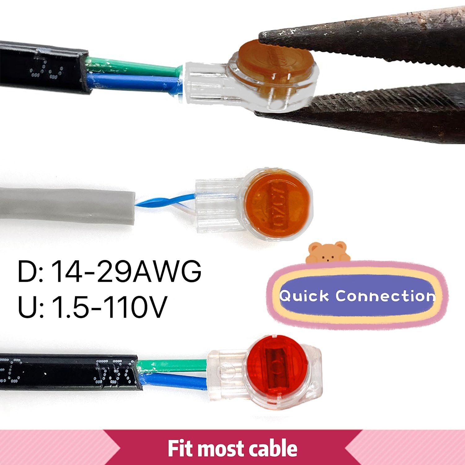 rj45 k2 k3 Connector Cord UY1 Network Cable Butt Joint Telephone K1 UY1 wire connector Loint connector