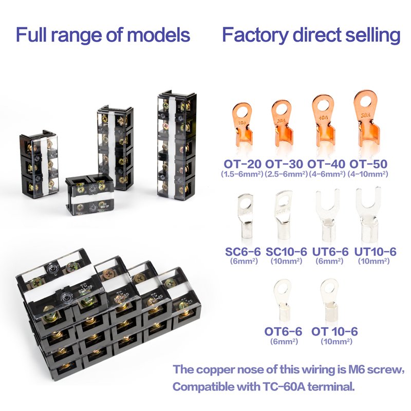 60A 4P 600V double row screw terminal fixed type wire connector TC604 High current terminal TC 604 terminal block