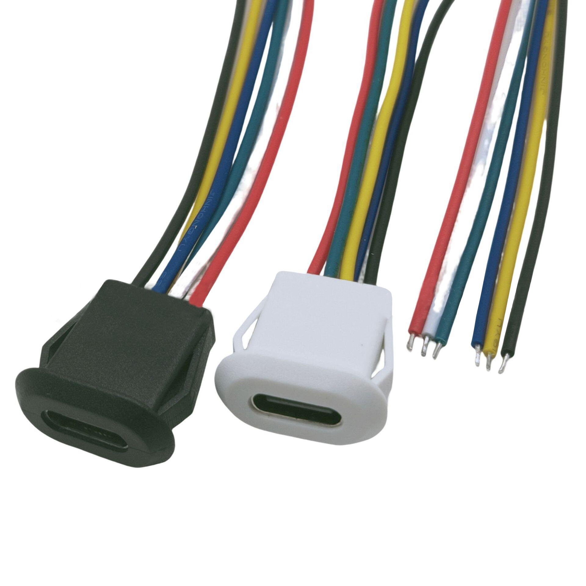Snap In Panel Mount USB Type C Connector Socket USB C Power Data Cable