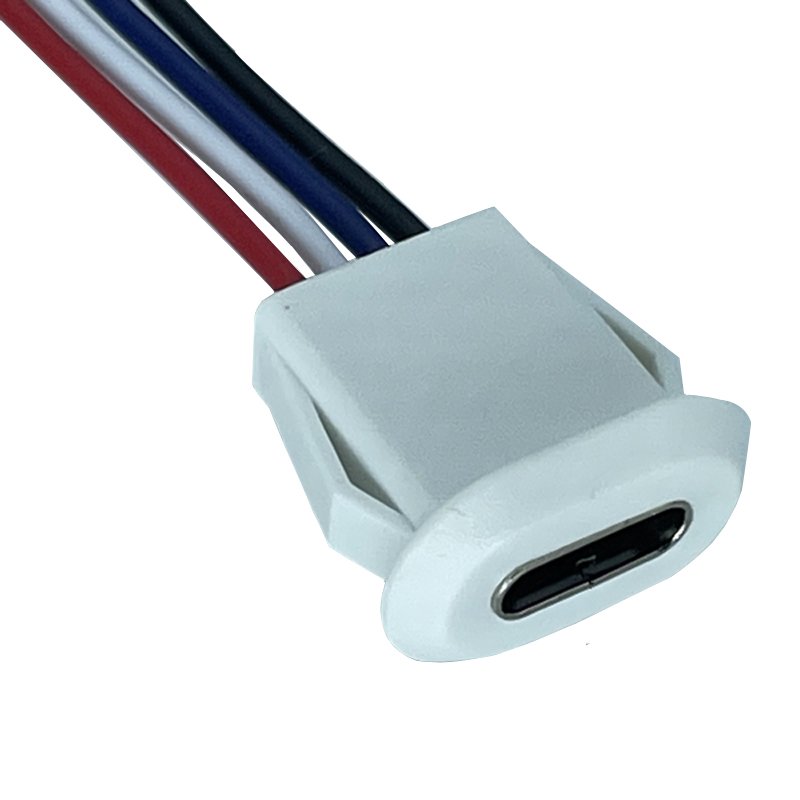 Snap In Panel Mount USB Type C Connector Socket USB C Power Data Cable