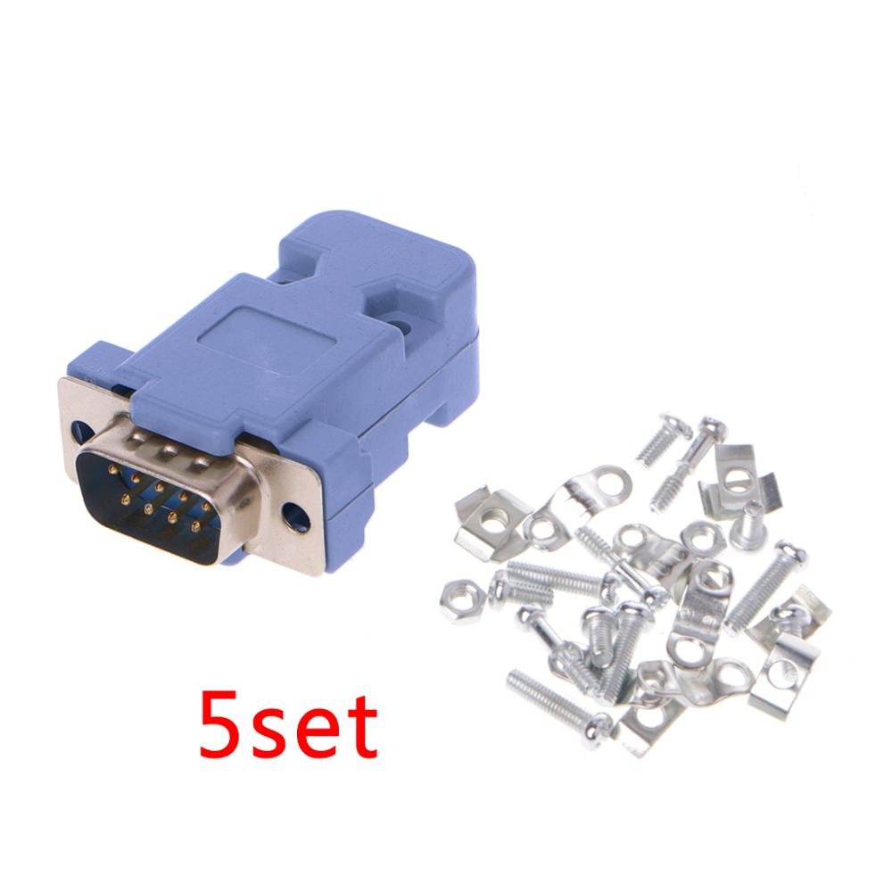 9Pin Male/Female D-Sub Plug Solder Connector RS232 Serial DB9 w/ Grey Hood