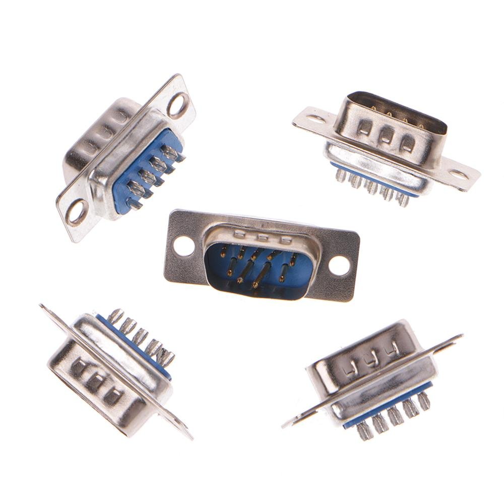 9Pin Male/Female D-Sub Plug Solder Connector RS232 Serial DB9 w/ Grey Hood