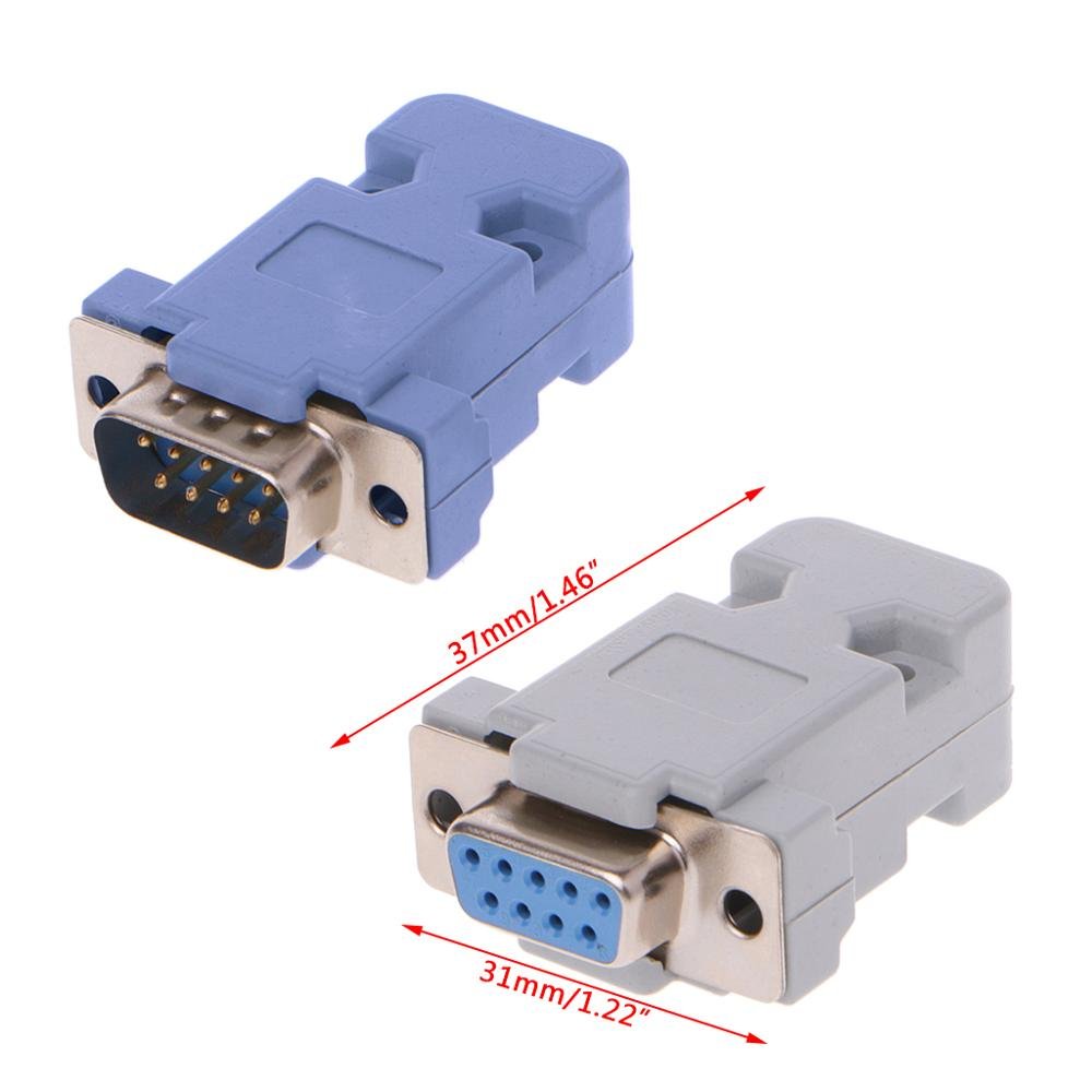 9Pin Male/Female D-Sub Plug Solder Connector RS232 Serial DB9 w/ Grey Hood