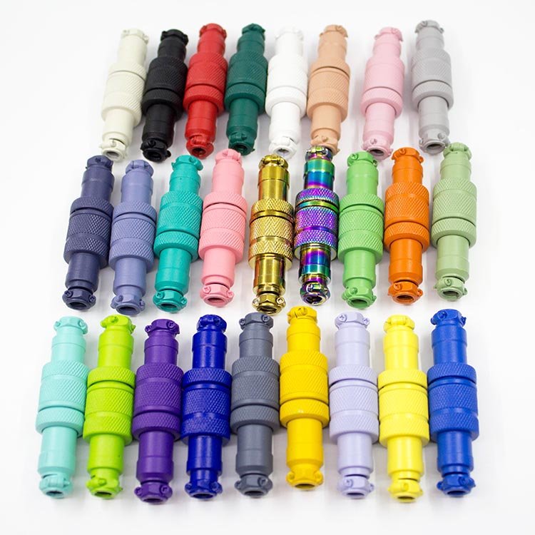Custom multicolor Matt Shiny Gx16 4pin 5pin Male And Female Aviator Colorful Gx16 Connector Plug For Coiled Usb keyboard Cables