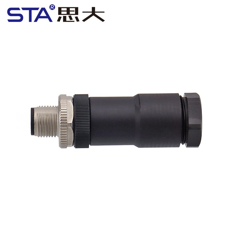M12 straight assembly plastic plug two output cable male 4pin auto sensor signal connector one point two M12 adaptor connector