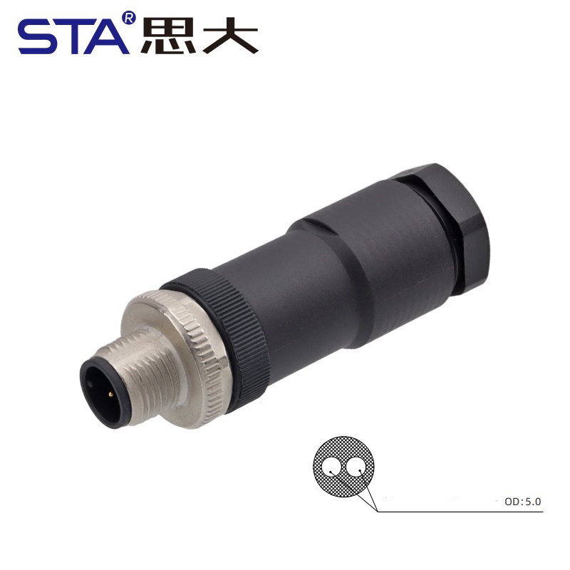 M12 straight assembly plastic plug two output cable male 4pin auto sensor signal connector one point two M12 adaptor connector