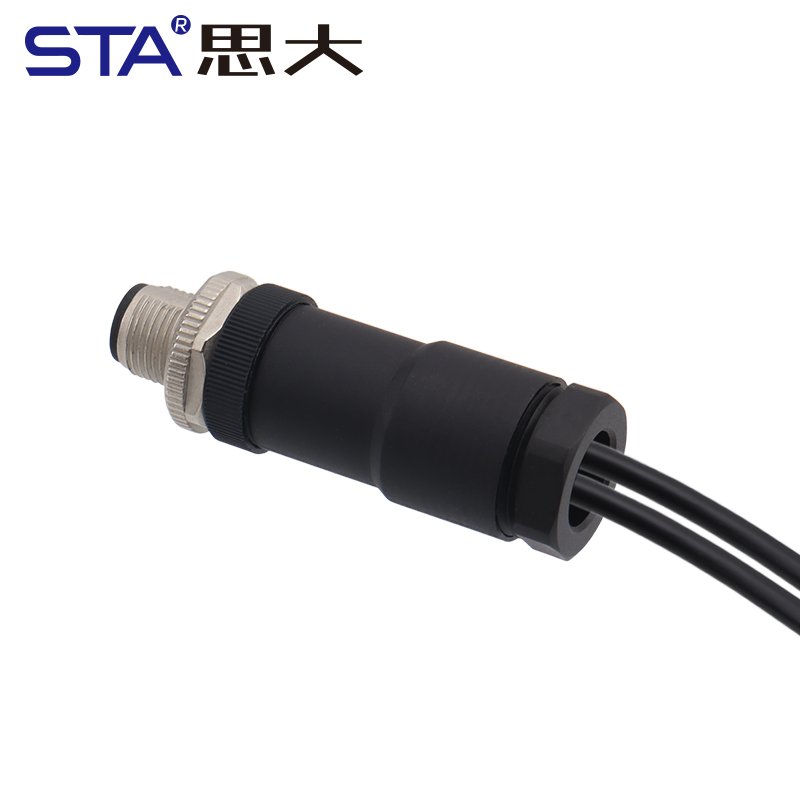 M12 straight assembly plastic plug two output cable male 4pin auto sensor signal connector one point two M12 adaptor connector