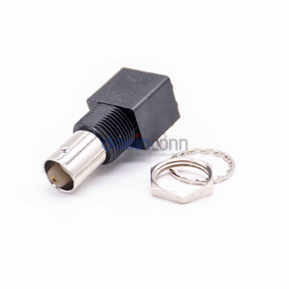 Female Jack BNC Coax Connector Panel Mount Right Angle Black RF PCB Connector