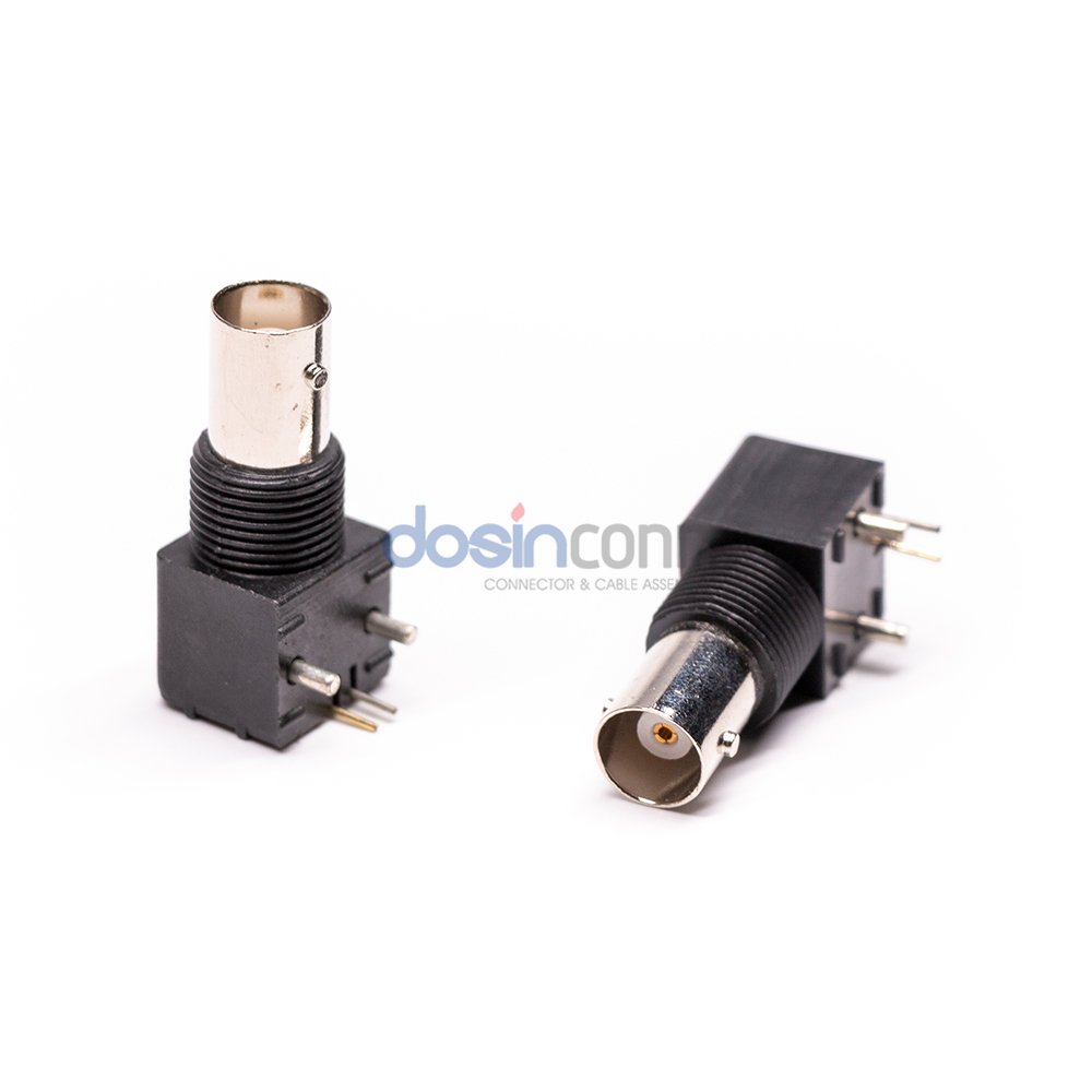 Female Jack BNC Coax Connector Panel Mount Right Angle Black RF PCB Connector