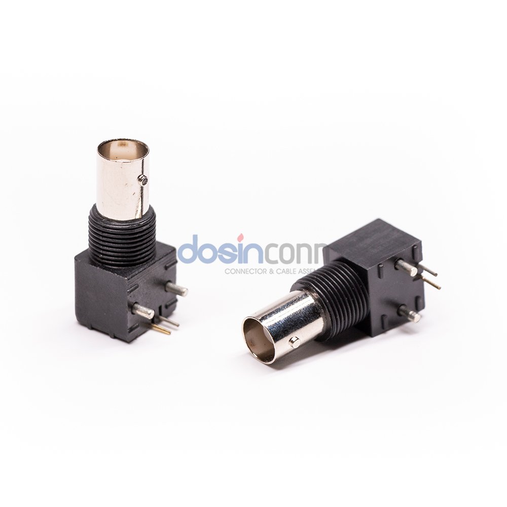 Female Jack BNC Coax Connector Panel Mount Right Angle Black RF PCB Connector