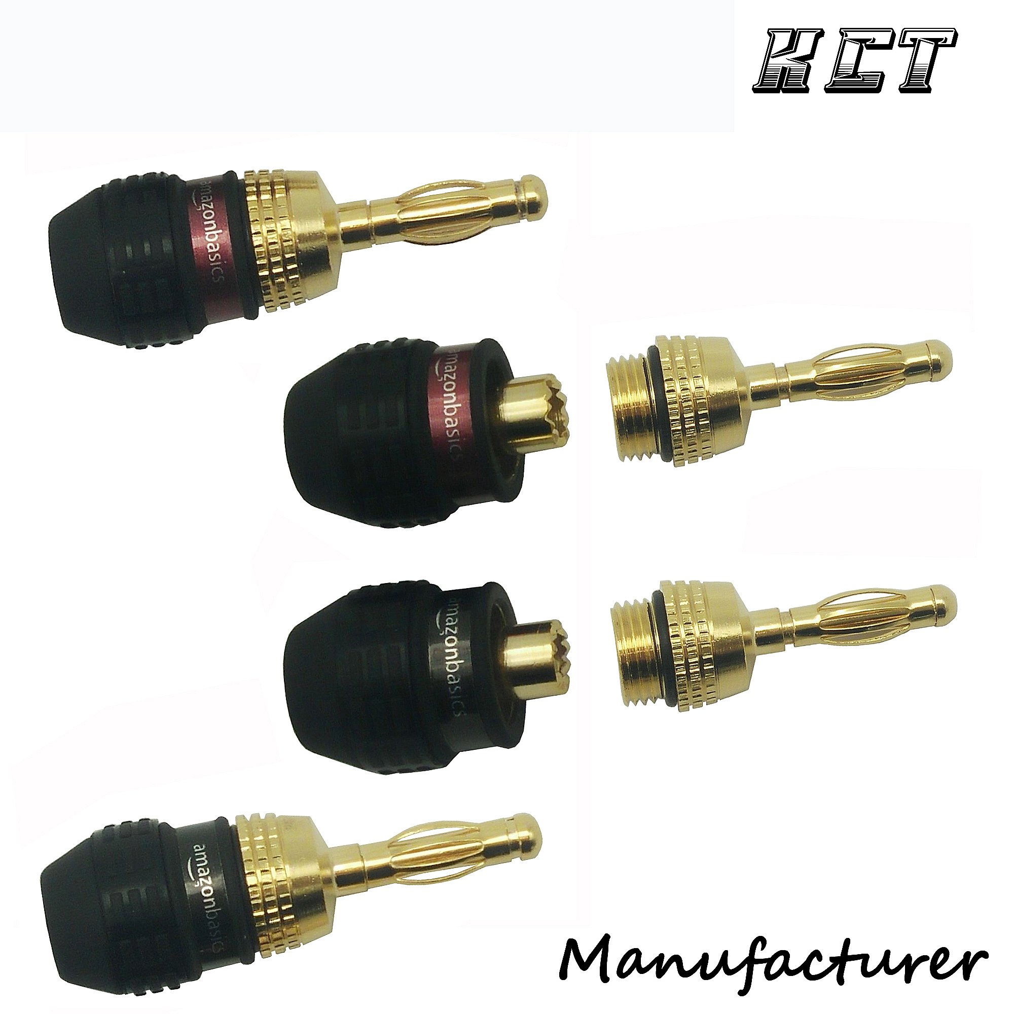 High Quality HIFI BANANA PLUGS 24K Gold-plated 4MM Banana Connector with Screw Lock For Audio Jack Speaker Plugs 2 Pcs