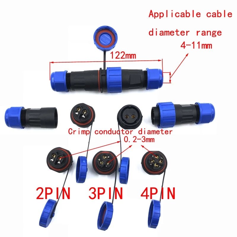 High Performance Aviation Plug Power Cable Connector SP20 Waterproof Plastic Connector with Copper Pin IP68 Rating