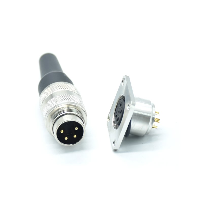 Factory supplier OEM M16 IP67 waterproof electronic components 1 set 4 pin plug and socket 4pin metal connector