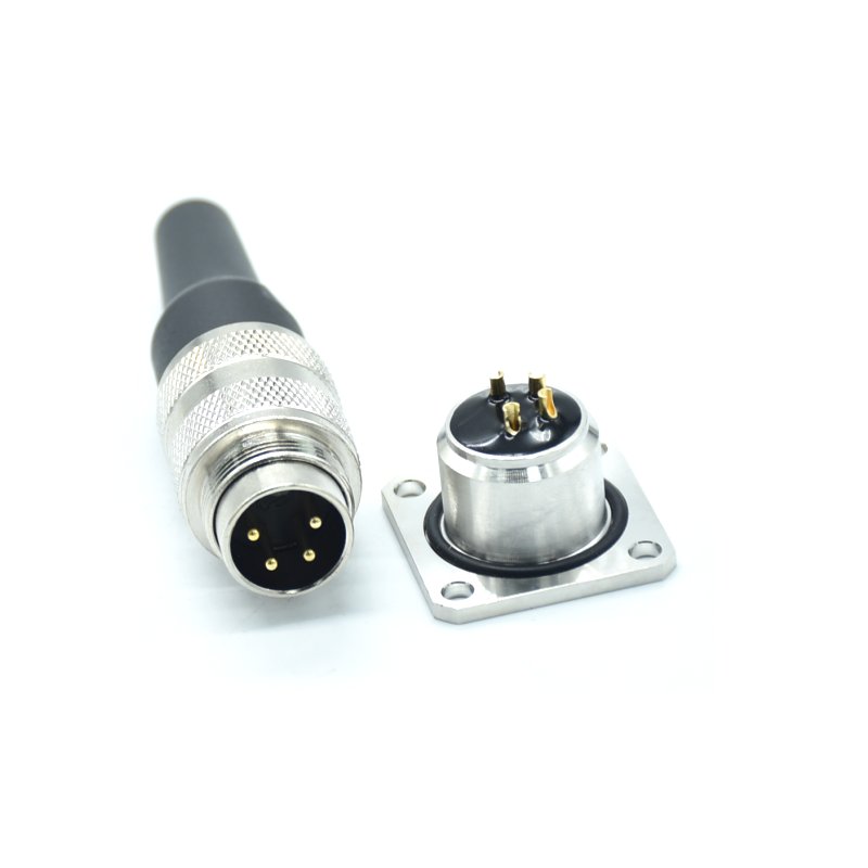 Factory supplier OEM M16 IP67 waterproof electronic components 1 set 4 pin plug and socket 4pin metal connector