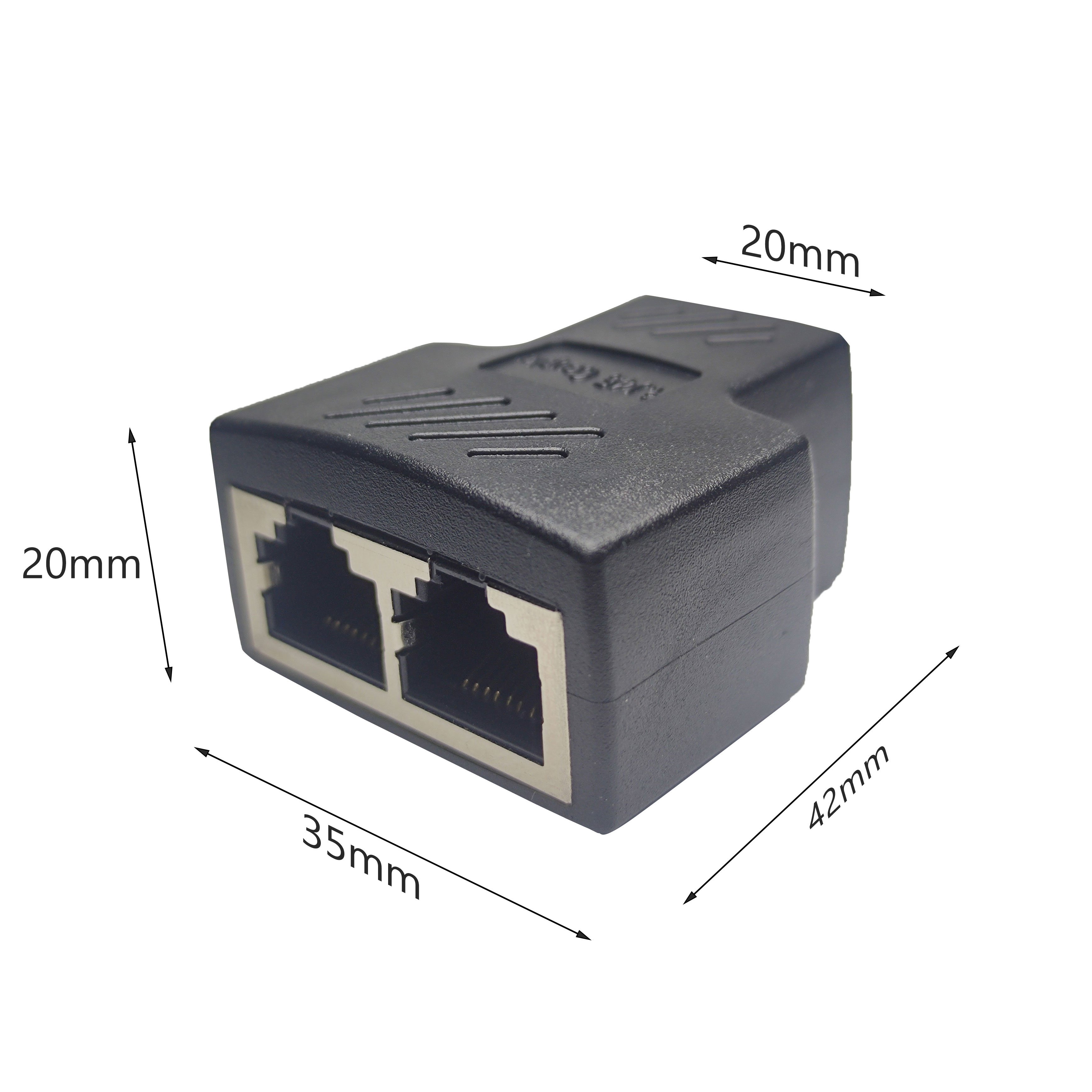 Ethernet 1 to 2 Female Plug RJ45 Connector Socket Ethernet Lan Network Adapter