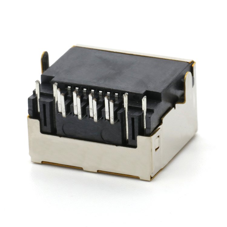 RJ45 Connector with Led Light Mid Mount 8.8MM 8P8C RJ45 Female Ethernet Connector
