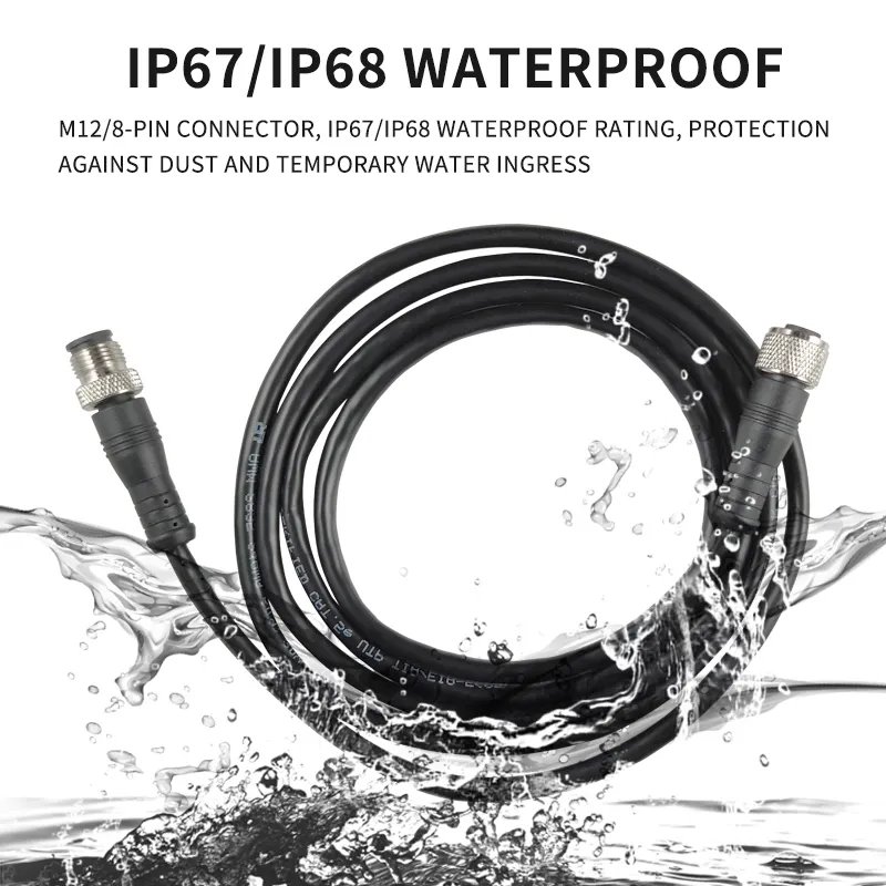 YM m12 cable assembly male to female waterproof custom 3 5 6 12 17 pin m12 sensor 4 pin 8 pin connector m12 cable ip67 ip68