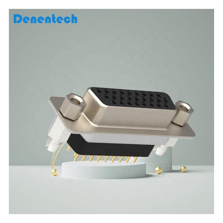 Denentech High Quality 4.8mm 26P female Straight high profile Triple row d-sub waterproof connector with ScrewDenentech
