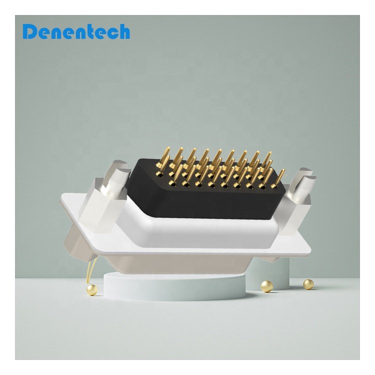 Denentech High Quality 4.8mm 26P female Straight high profile Triple row d-sub waterproof connector with ScrewDenentech