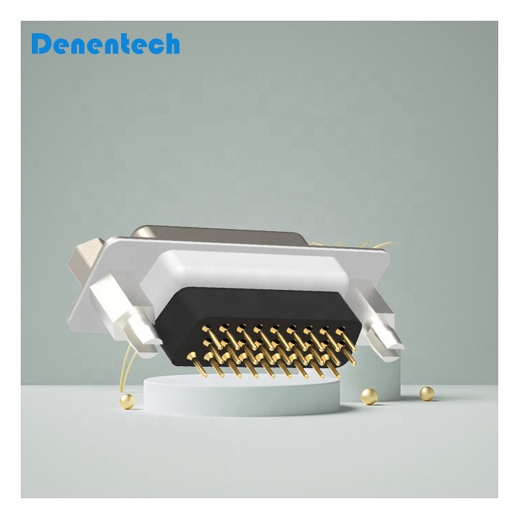 Denentech High Quality 4.8mm 26P female Straight high profile Triple row d-sub waterproof connector with ScrewDenentech