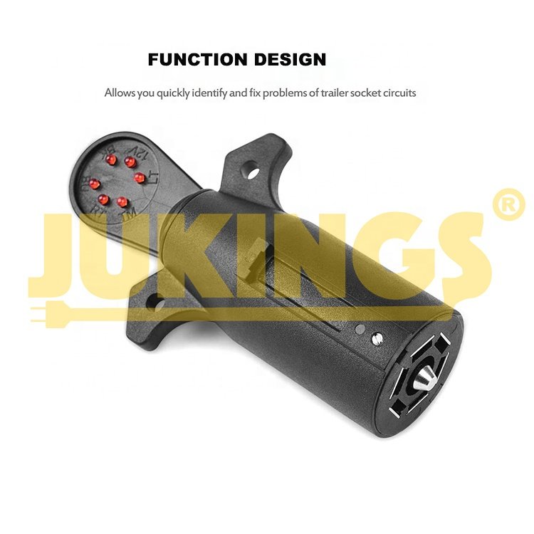12V 7 Way Flat Pin Towing Wiring Connector Plug Socket Trailer Light Tester PVC Polybag ABS Backshell Black,black T0905123