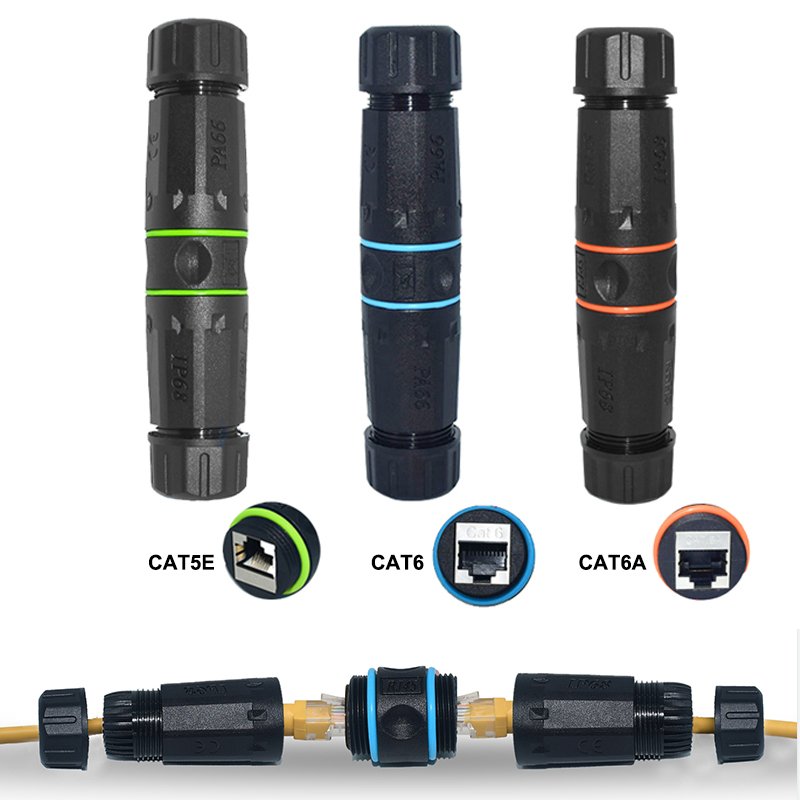 YXY IP68 RJ45 Connector CAT6 STP Female To Female Waterproof Coupling Extention Socket Outdoor Inline Connector