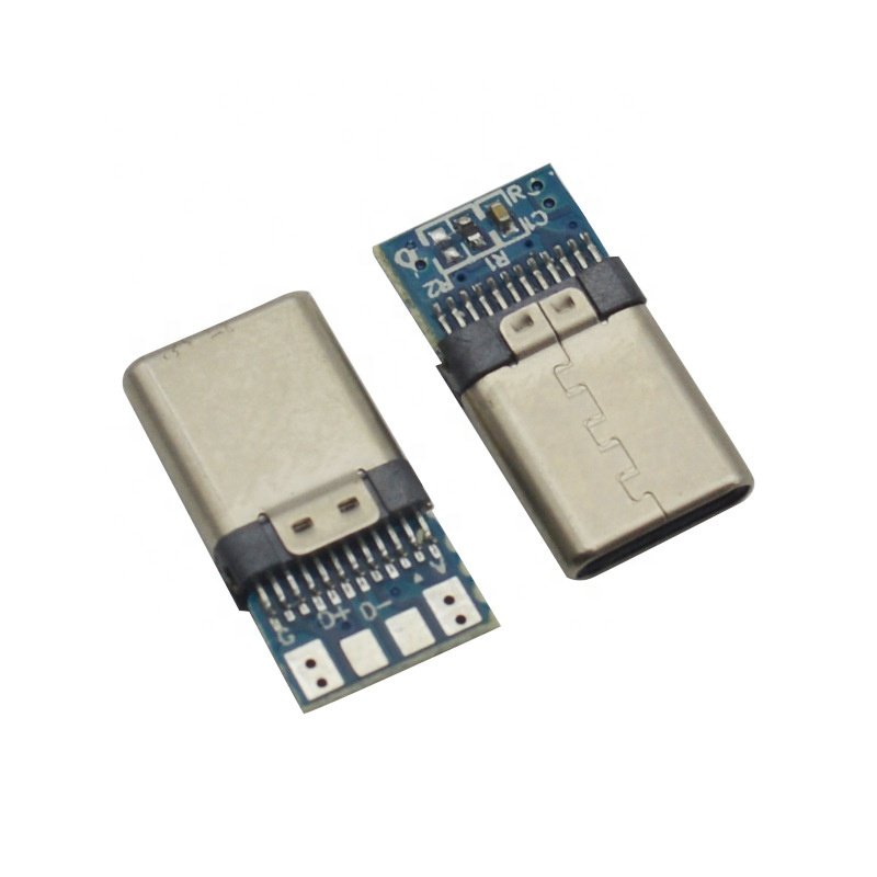 USB Type C 24P Male Connector with PCB Board Shell Jack 4.45mm USB Connector