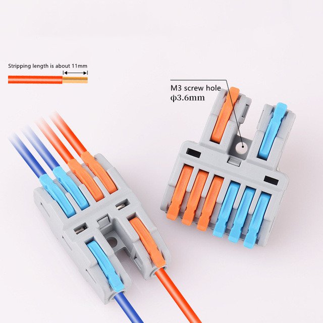 Universal Mini Wire Electrical Quick Connection Cable Splitter 2 in 6 Terminal Blocks Connectors Push Pull Levers Splice Type