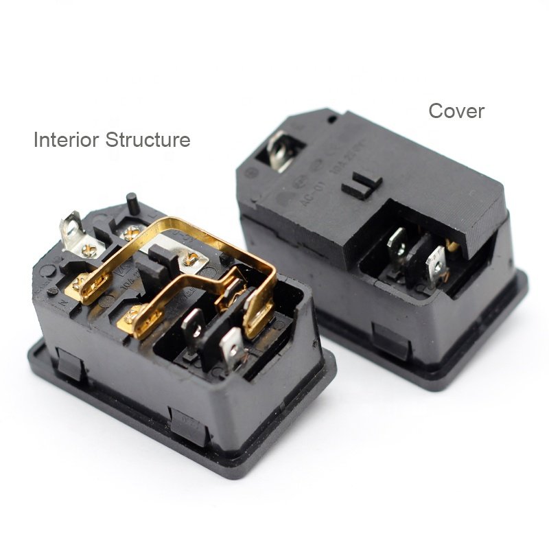 10A 250V power adaptor with 3 pin IEC C14 AC input connector socket with fuse switch