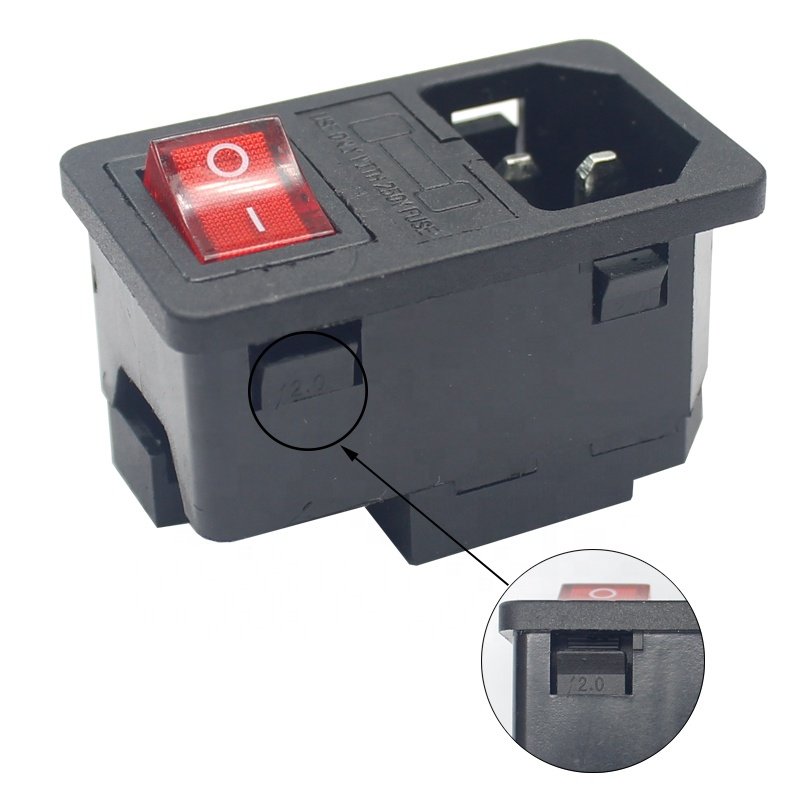 10A 250V power adaptor with 3 pin IEC C14 AC input connector socket with fuse switch