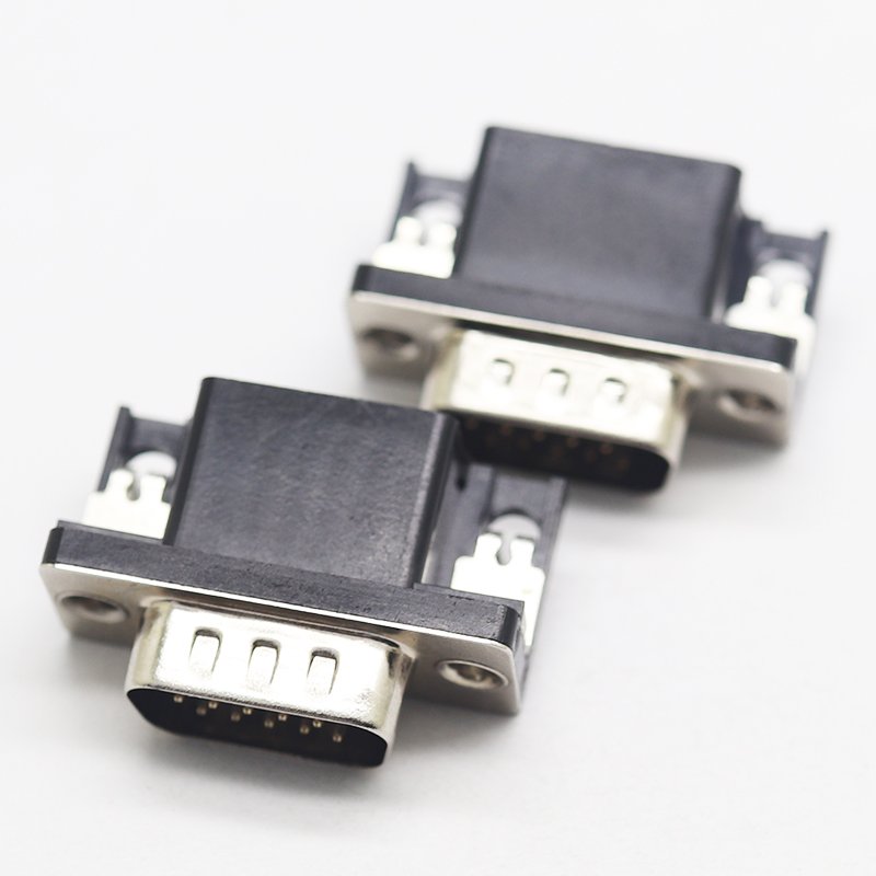 Db9 Cable Db37 Male Solder Dsub Crimp Type Die Cast Backshells D-sub Hood Metal three Platoon right angle db 90 Degree Connector