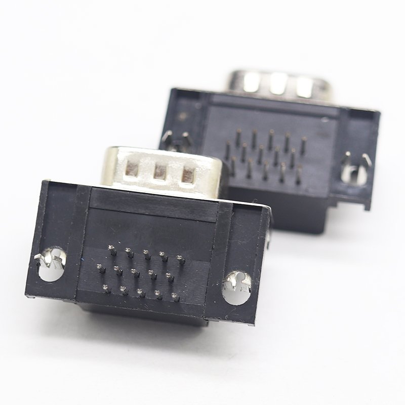 Db9 Cable Db37 Male Solder Dsub Crimp Type Die Cast Backshells D-sub Hood Metal three Platoon right angle db 90 Degree Connector