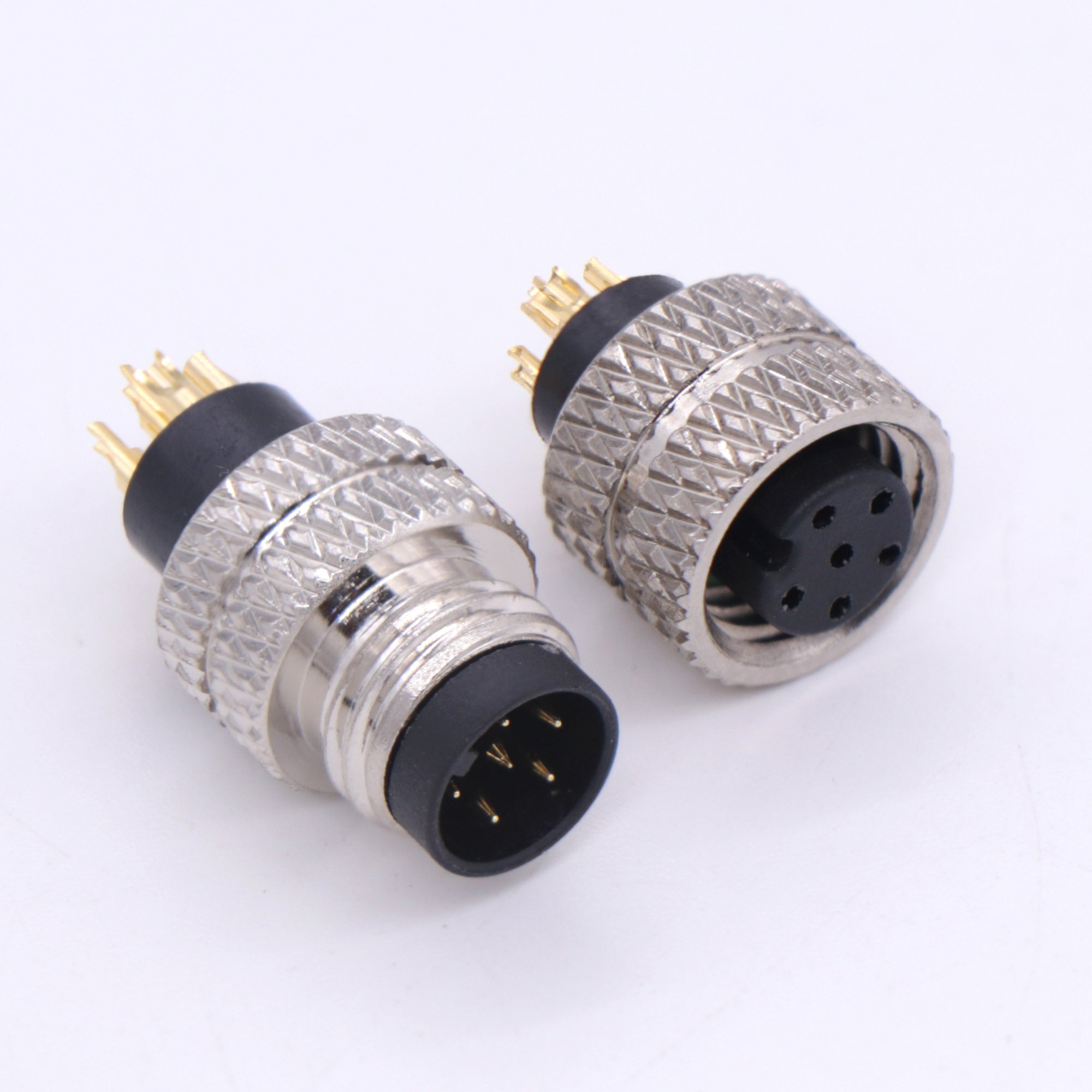 4pin m8 waterproof circular metal connector 6p female connector pcb plug